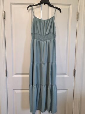 Light Green Smocked Waist Maxi Dress - Women